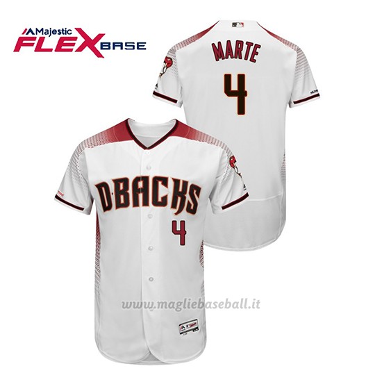 Maglia Baseball Uomo Arizona Diamondbacks Ketel Marte 150th Aniversario Patch Autentico Flex Base Bianco Rosso